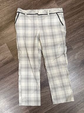 My Michelle Cream Plaid Chinos with Black Trim
